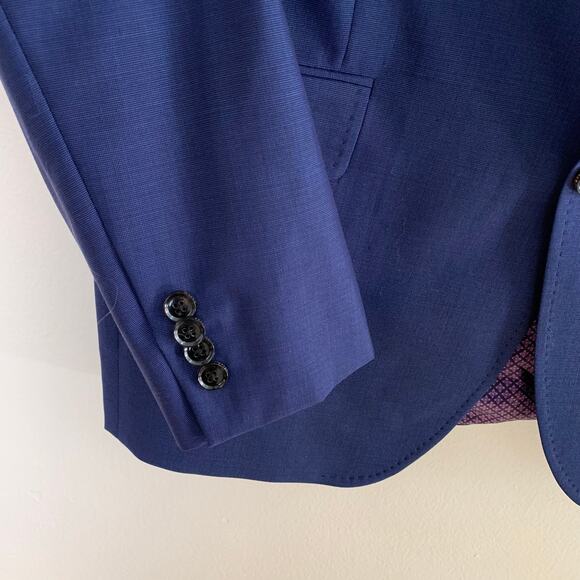 Ted Baker Endurance Size 42R Men's Wool Sport Coat Blazer Jacket Blue Business - Picture 5 of 12